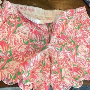 Flamingo Print Scallop Shorts